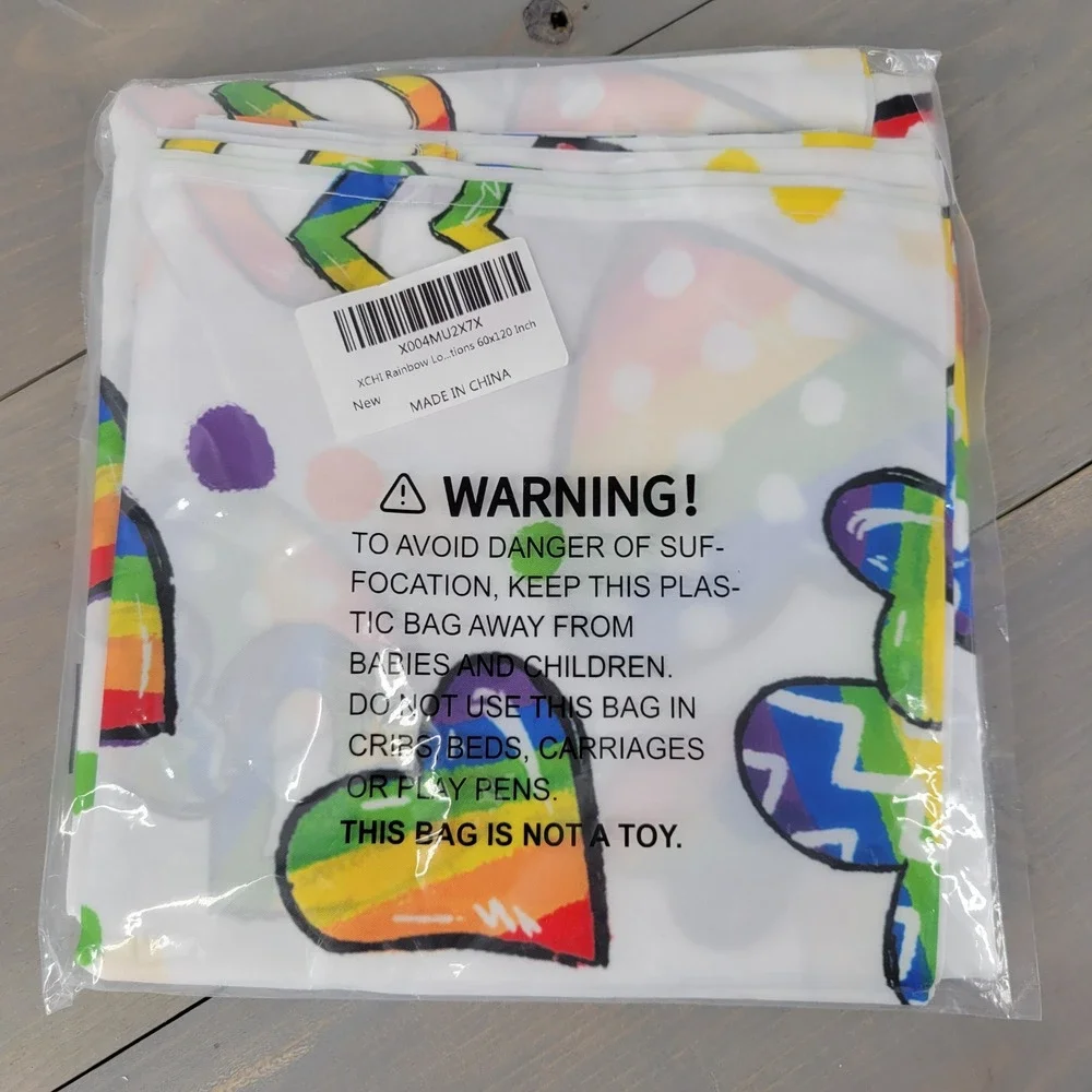 Rainbow Love‎ Hearts Print Tablecloth cover 60x120 Inch Washable Fabric